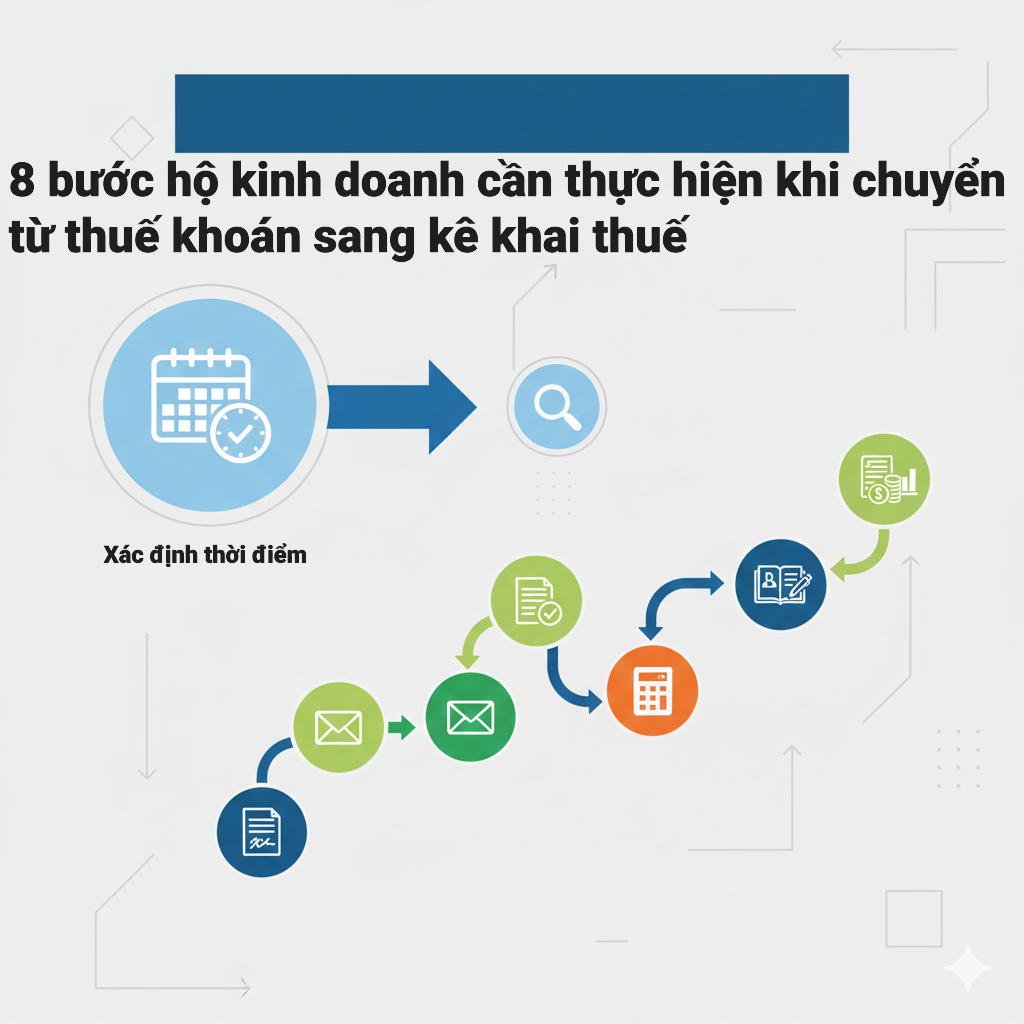 8 bước hộ kinh doanh cần thực hiện khi chuyển từ thuế khoán sang kê khai thuế